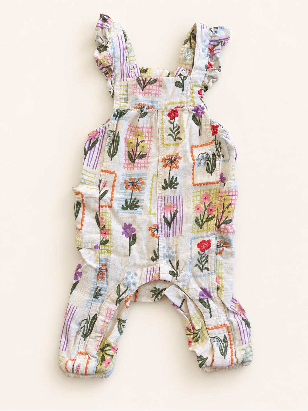 Cotton On Floral Ruffle Strap Romper - White with Multicolor Flowers
